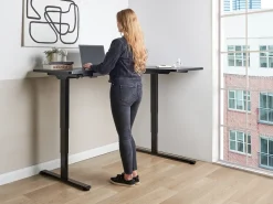 Scrivania angolare regolabile elettricamente DESTINES Nero 160 cm 109 cm Lato destro