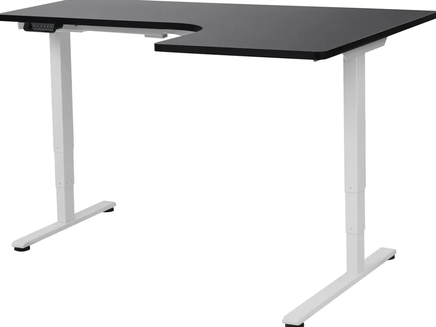 Scrivania angolare regolabile elettricamente DESTINES Nero/Bianco 160 cm 109 cm Lato destro