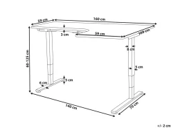 Scrivania angolare regolabile elettricamente DESTINES Nero/Bianco 160 cm 109 cm Lato destro