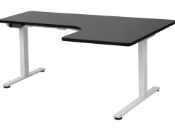 Scrivania angolare regolabile elettricamente DESTINES Nero/Bianco 160 cm 109 cm Lato destro