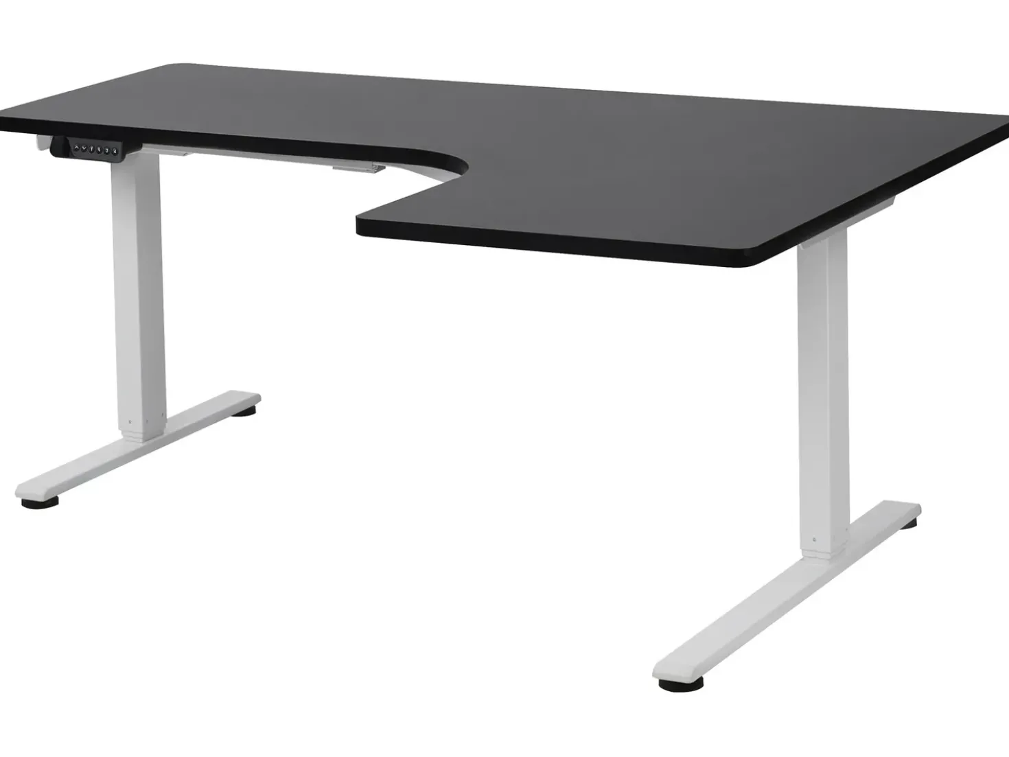 Scrivania angolare regolabile elettricamente DESTINES Nero/Bianco 160 cm 109 cm Lato destro