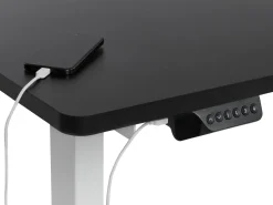 Scrivania angolare regolabile elettricamente DESTINES Nero/Bianco 160 cm 109 cm Lato destro