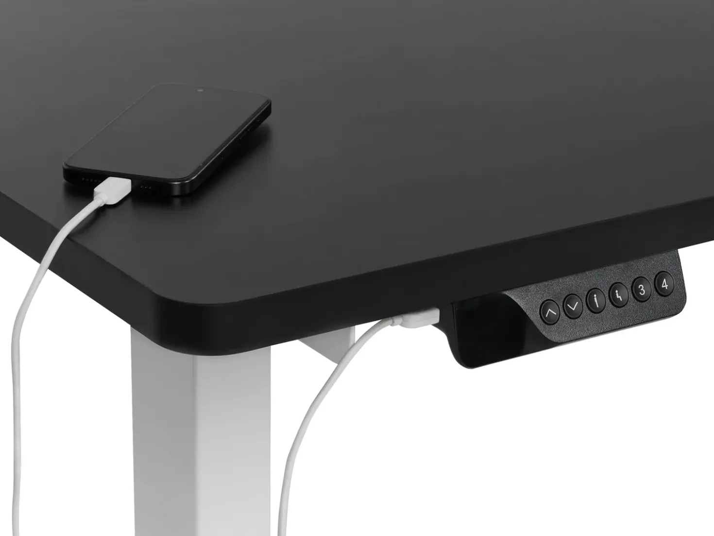 Scrivania angolare regolabile elettricamente DESTINES Nero/Bianco 160 cm 109 cm Lato destro