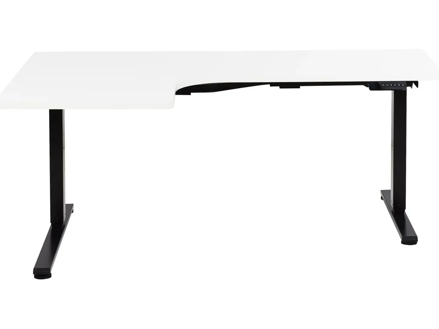 Scrivania angolare regolabile elettricamente DESTINES Bianco/Nero 160 cm 109 cm Lato Sinistro