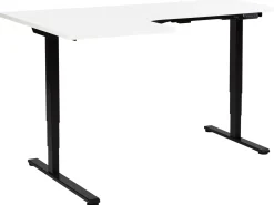 Scrivania angolare regolabile elettricamente DESTINES Bianco/Nero 160 cm 109 cm Lato Sinistro