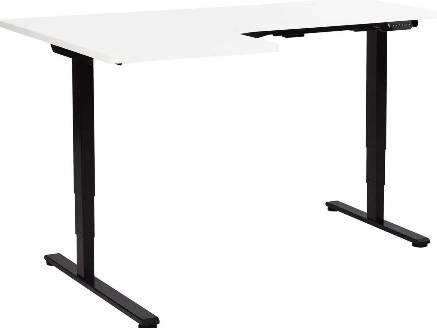 Scrivania angolare regolabile elettricamente DESTINES Bianco/Nero 160 cm 109 cm Lato Sinistro