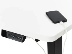 Scrivania angolare regolabile elettricamente DESTINES Bianco/Nero 160 cm 109 cm Lato Sinistro