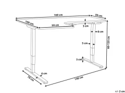 Scrivania angolare regolabile elettricamente DESTINES Bianco/Nero 160 cm 109 cm Lato Sinistro