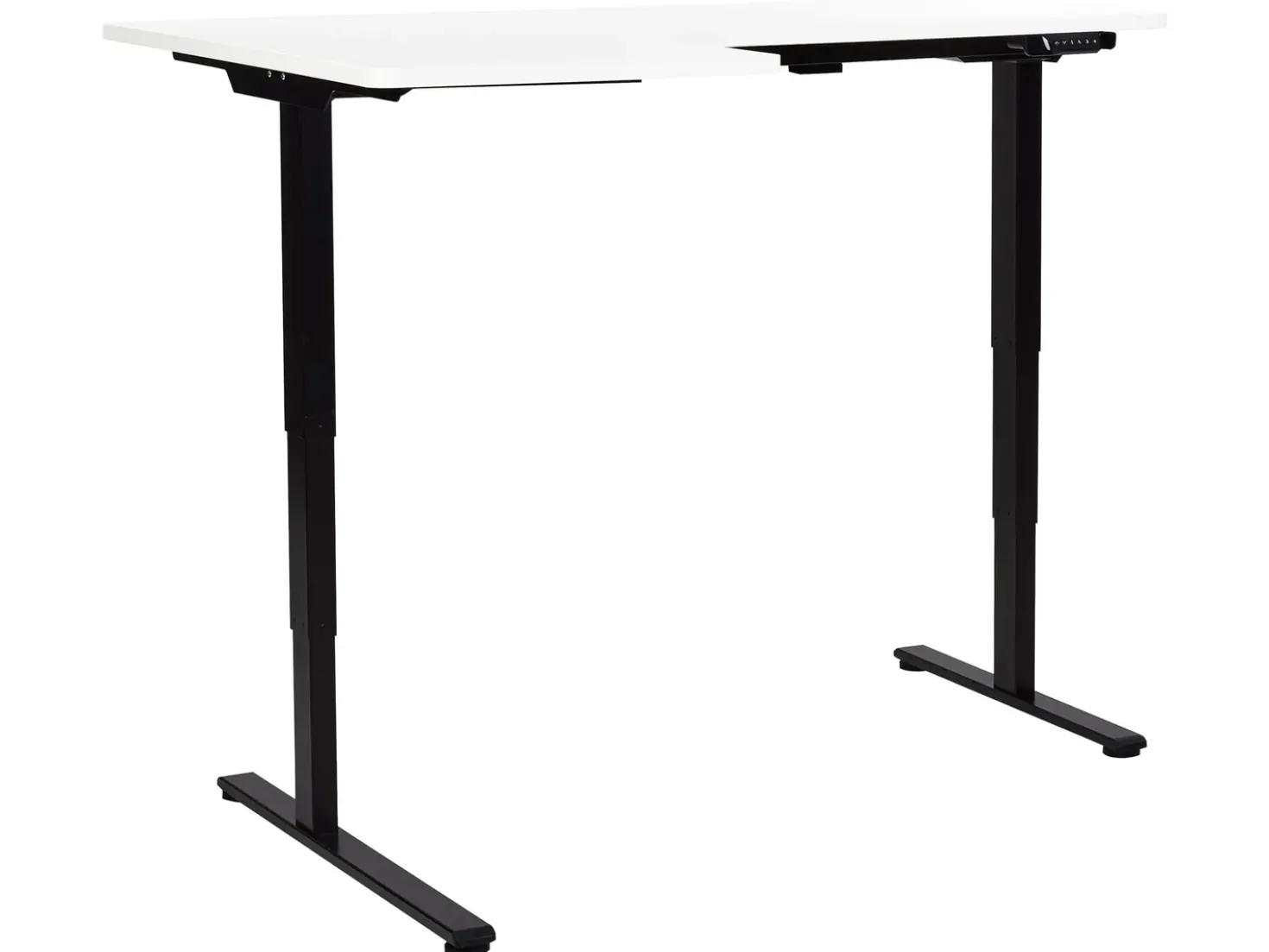 Scrivania angolare regolabile elettricamente DESTINES Bianco/Nero 160 cm 109 cm Lato Sinistro