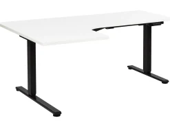 Scrivania angolare regolabile elettricamente DESTINES Bianco/Nero 160 cm 109 cm Lato Sinistro