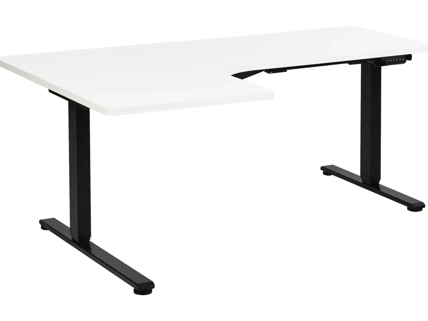 Scrivania angolare regolabile elettricamente DESTINES Bianco/Nero 160 cm 109 cm Lato Sinistro