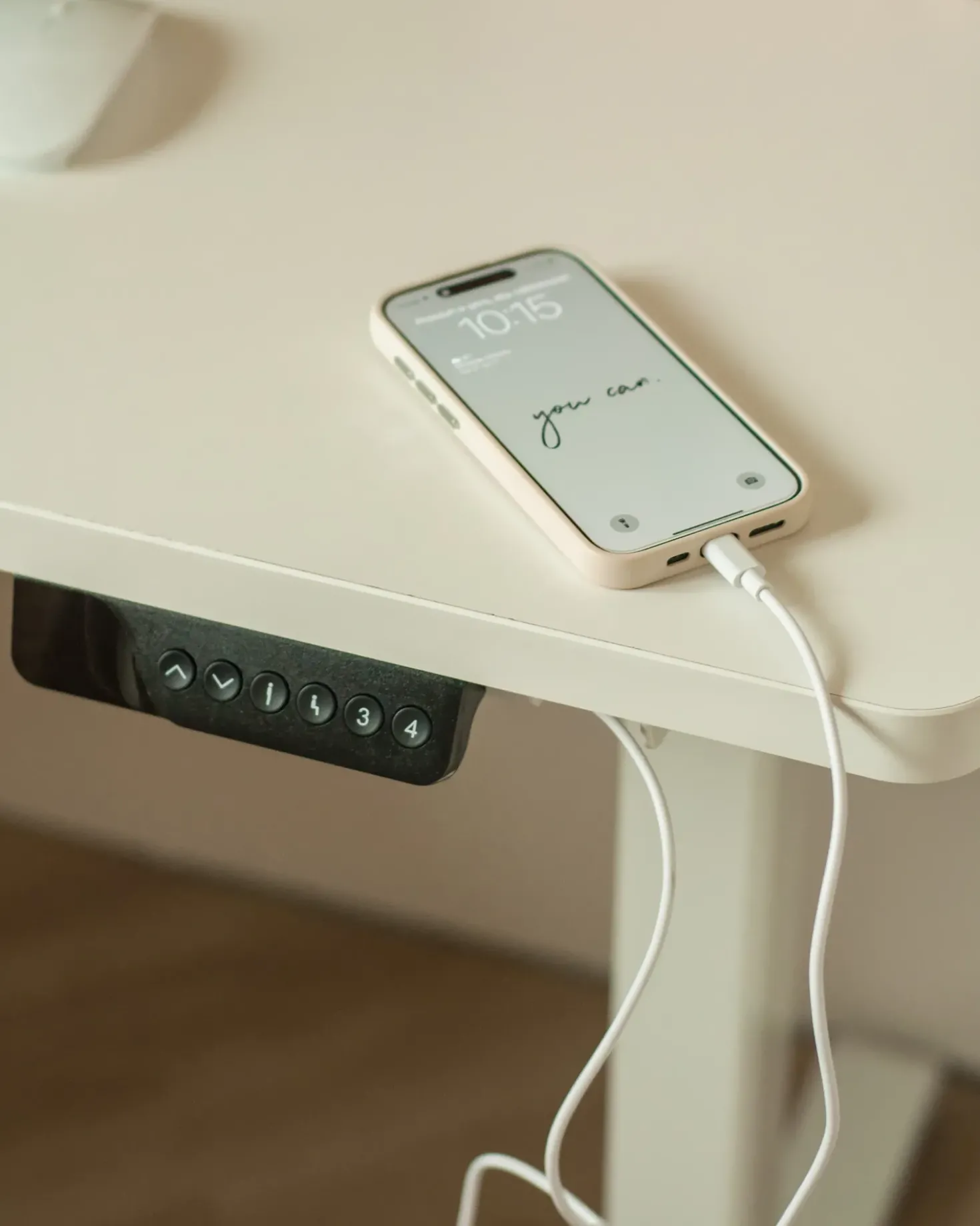 Scrivania angolare regolabile elettricamente DESTINES Bianco 160 cm 109 cm Lato Sinistro