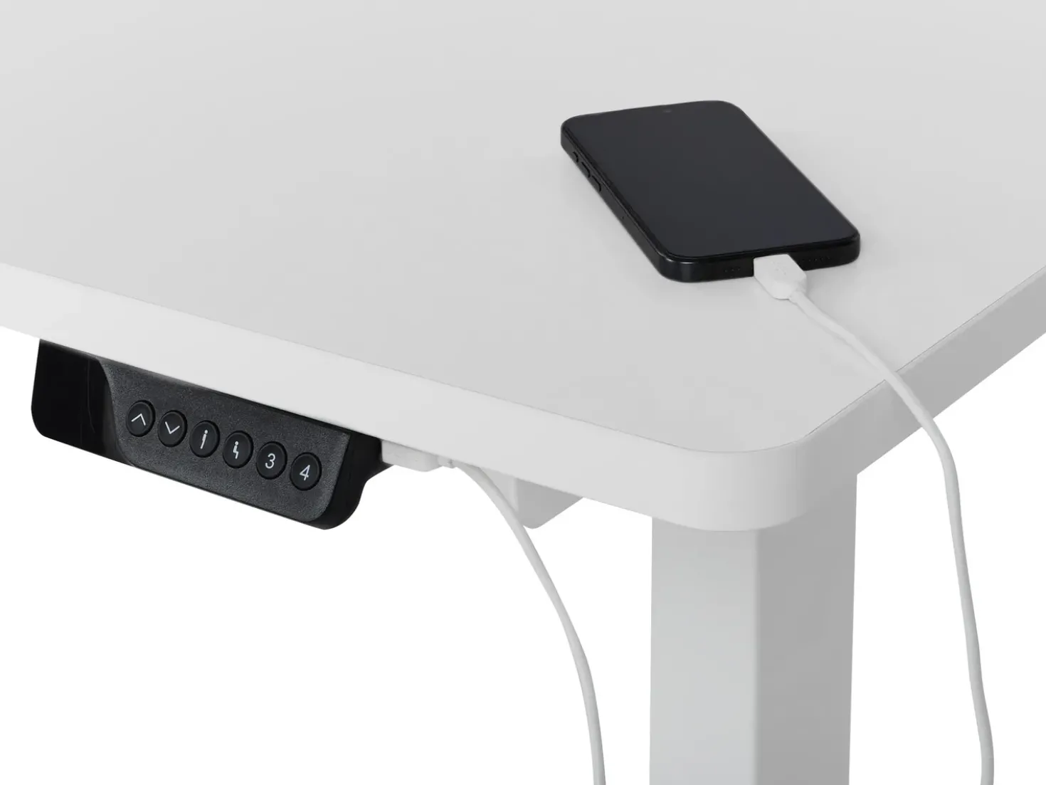 Scrivania angolare regolabile elettricamente DESTINES Bianco 160 cm 109 cm Lato Sinistro