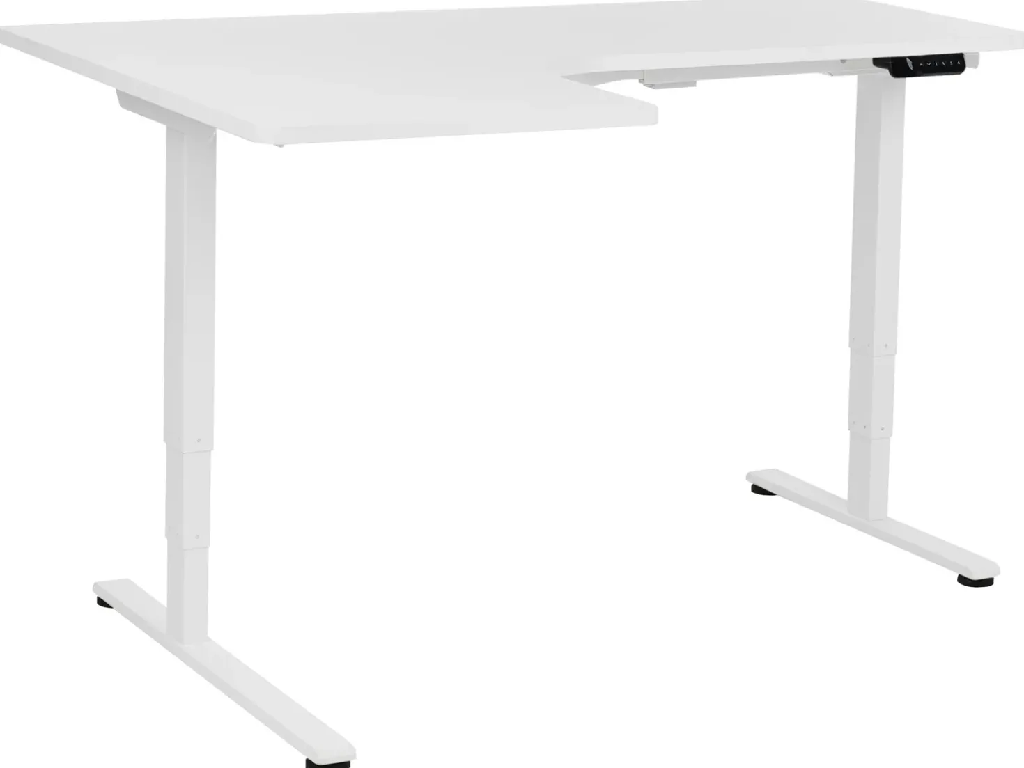 Scrivania angolare regolabile elettricamente DESTINES Bianco 160 cm 109 cm Lato Sinistro