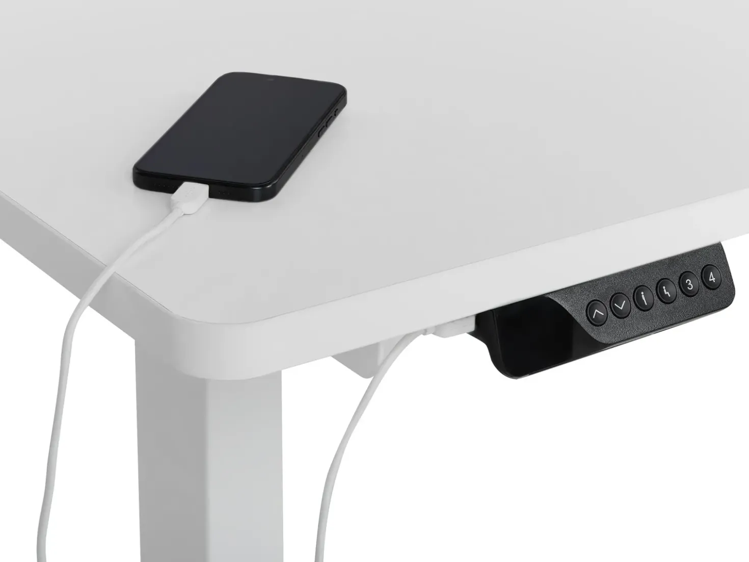 Scrivania angolare regolabile elettricamente DESTINES Bianco 160 cm 109 cm Lato destro