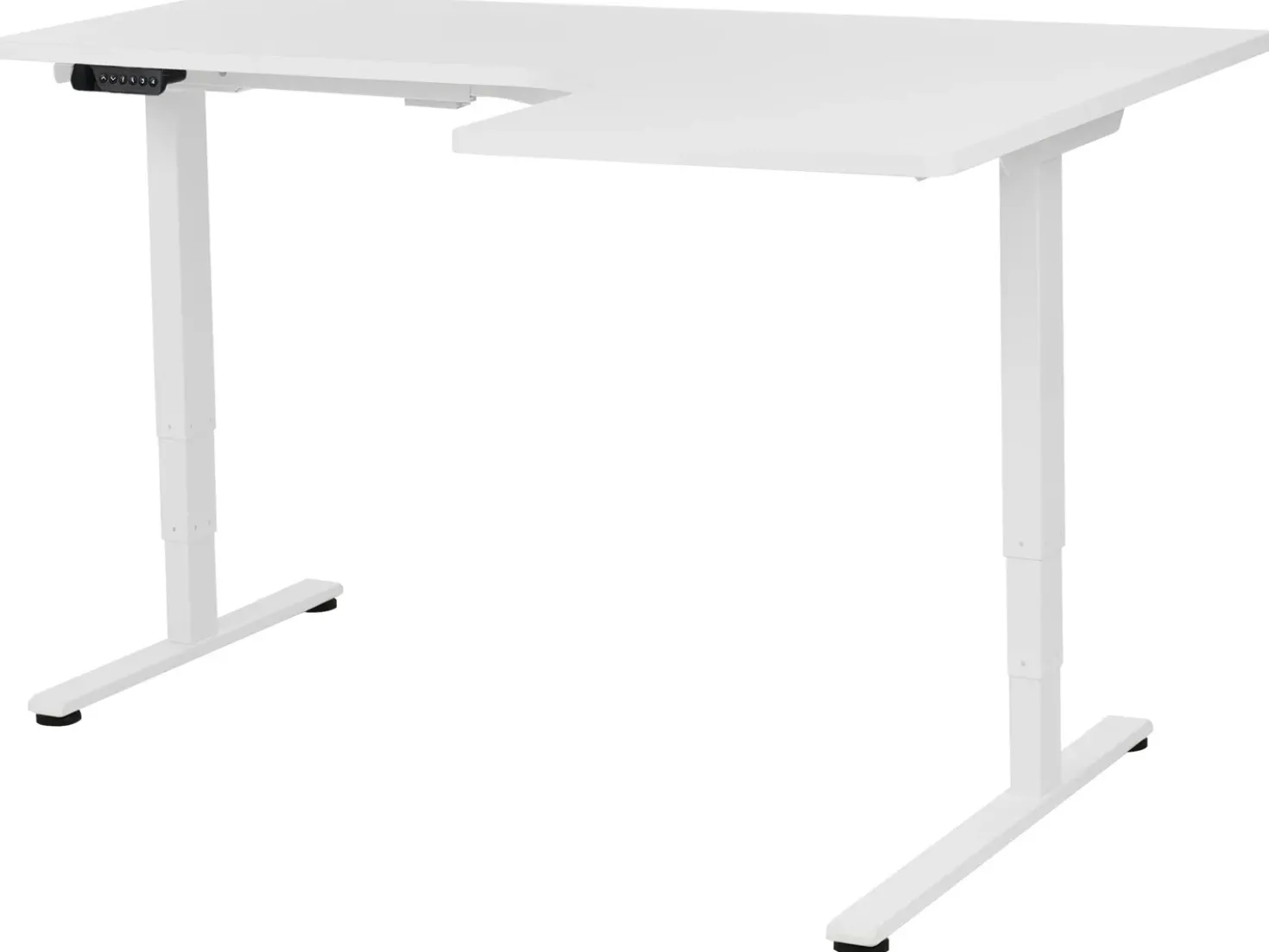 Scrivania angolare regolabile elettricamente DESTINES Bianco 160 cm 109 cm Lato destro