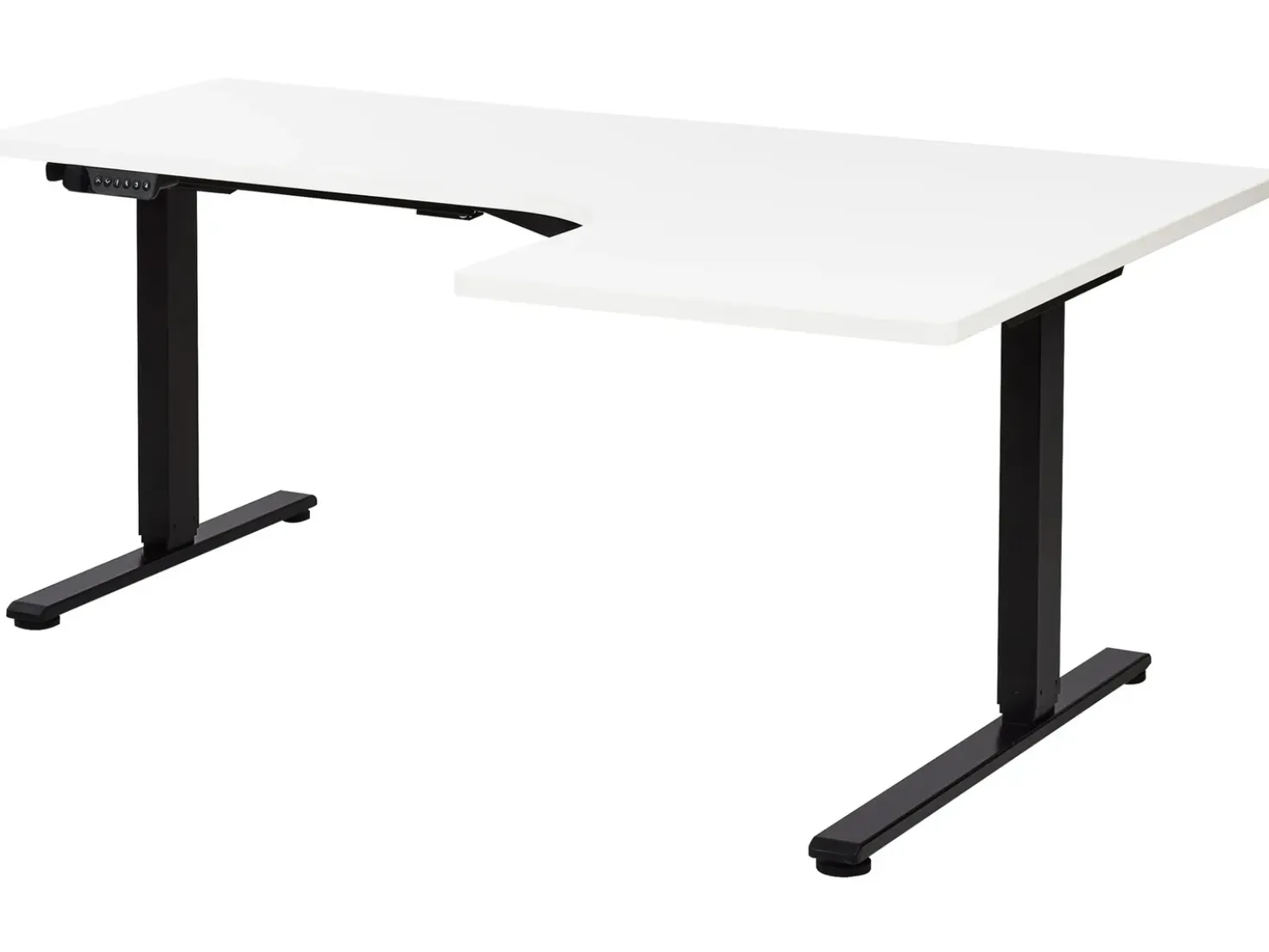 Scrivania angolare regolabile elettricamente DESTINES Bianco/Nero 160 cm 109 cm Lato destro