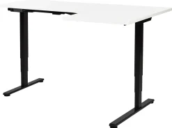 Scrivania angolare regolabile elettricamente DESTINES Bianco/Nero 160 cm 109 cm Lato destro