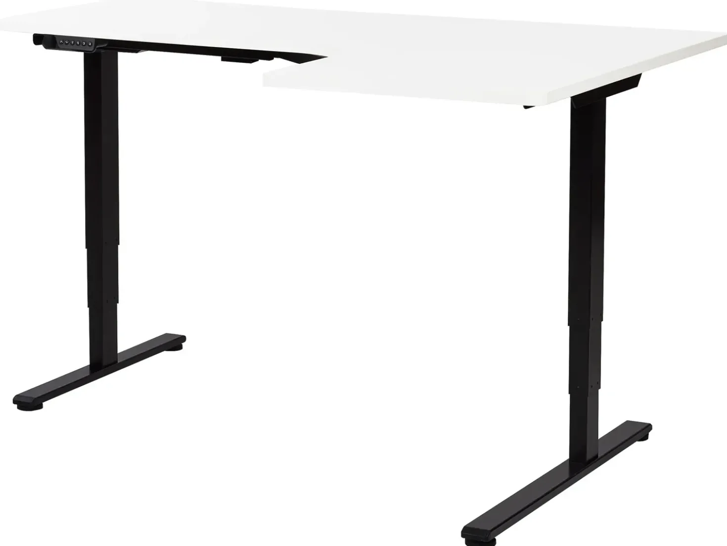 Scrivania angolare regolabile elettricamente DESTINES Bianco/Nero 160 cm 109 cm Lato destro