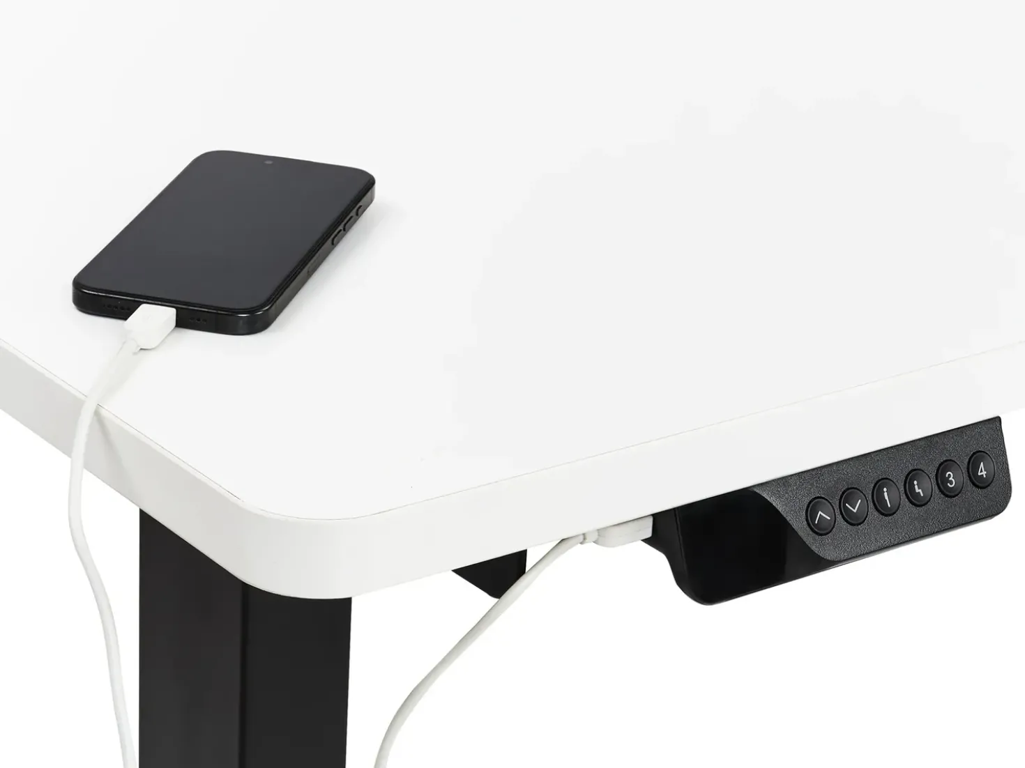 Scrivania angolare regolabile elettricamente DESTINES Bianco/Nero 160 cm 109 cm Lato destro