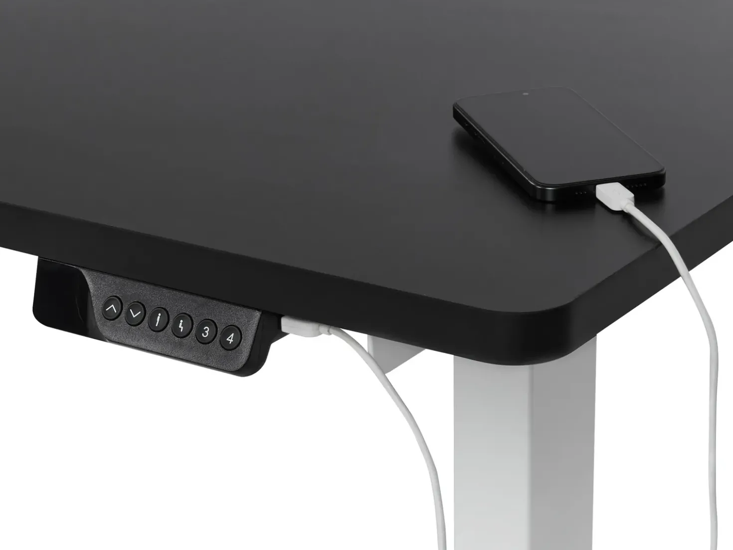 Scrivania angolare regolabile elettricamente DESTINES Nero/Bianco 160 cm 109 cm Lato Sinistro