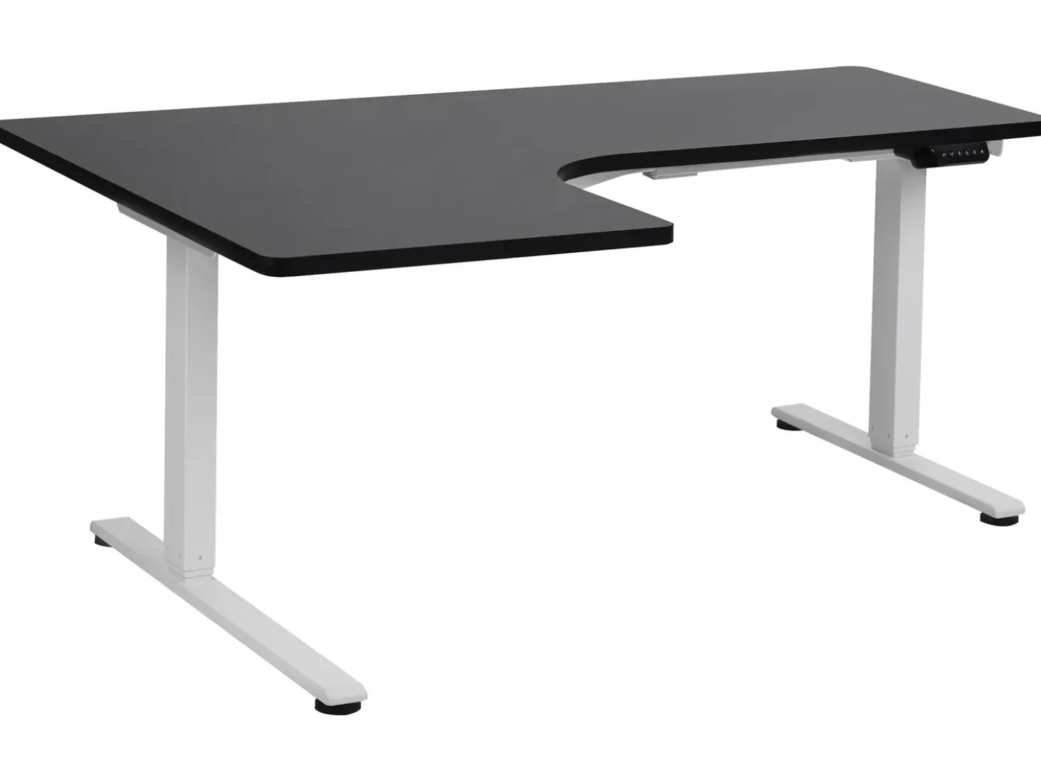 Scrivania angolare regolabile elettricamente DESTINES Nero/Bianco 160 cm 109 cm Lato Sinistro