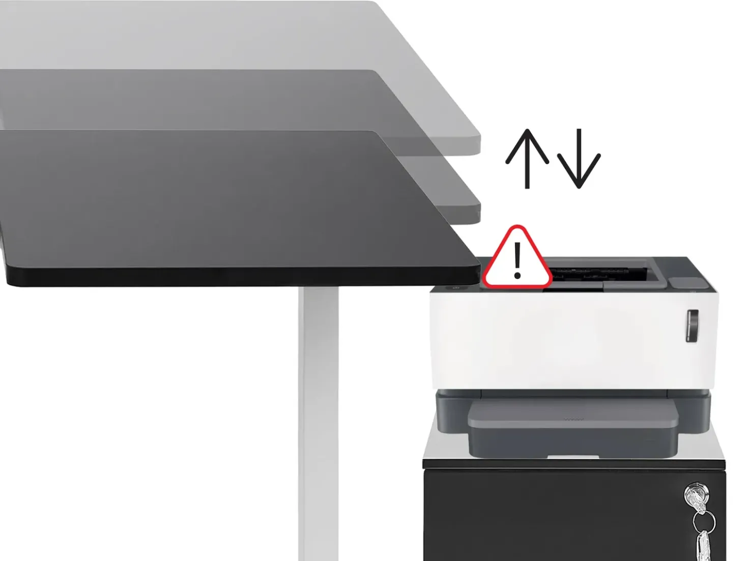 Scrivania angolare regolabile elettricamente DESTINES Nero/Bianco 160 cm 109 cm Lato Sinistro