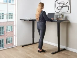 Scrivania angolare regolabile elettricamente DESTINES Nero 160 cm 109 cm Lato Sinistro