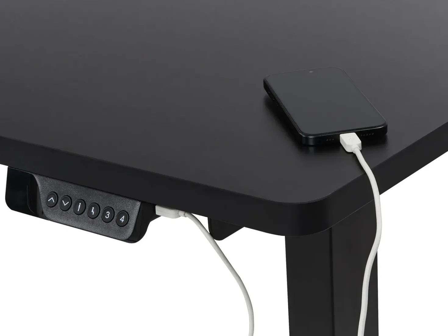 Scrivania angolare regolabile elettricamente DESTINES Nero 160 cm 109 cm Lato Sinistro