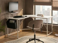 Scrivania angolare TACONY Bianco 180 cm 140 cm con contenitore