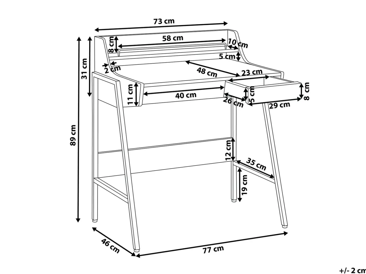 Scrivania BROXTON Marrone chiaro 77 cm 46 cm con Cassetti