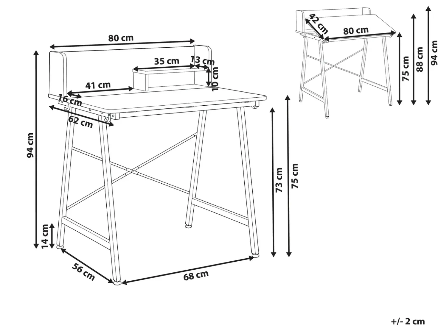 Scrivania da disegno inclinabile ALAND Bianco 80 cm 62 cm