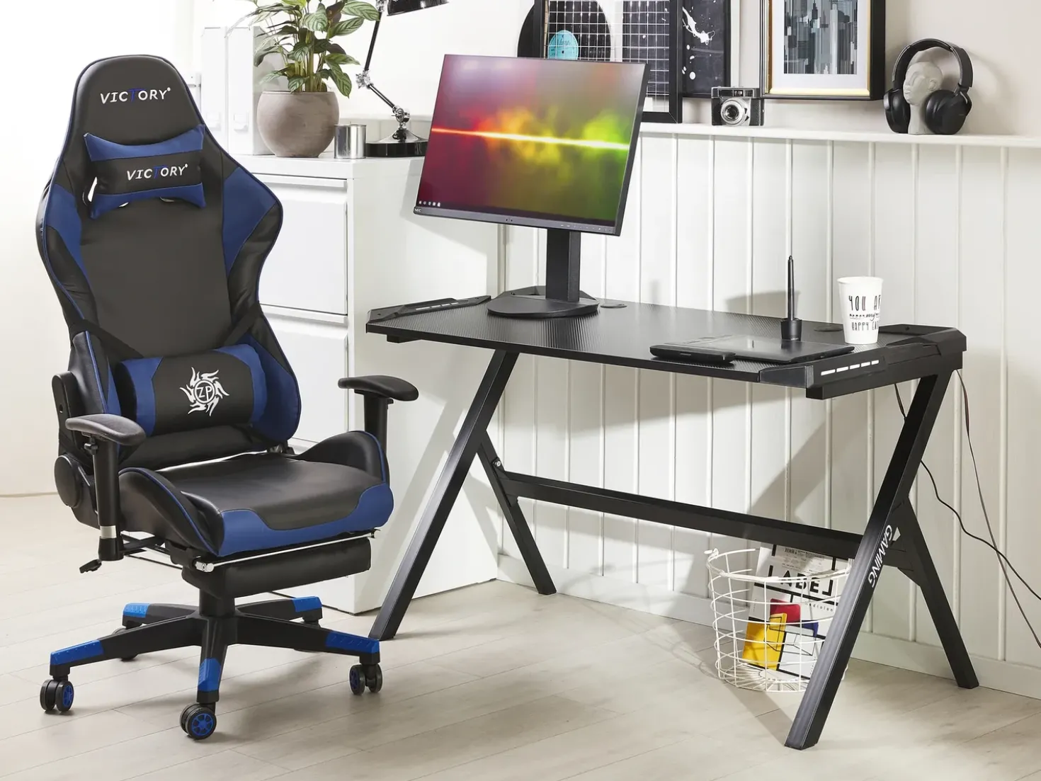 Scrivania da gaming DANVERS Nero 120 cm 60 cm LED RGB