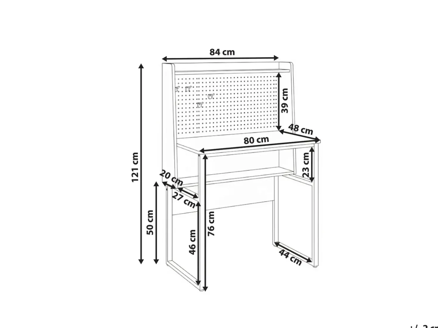 Scrivania da ufficio con pannello forato BUXTON Marrone scuro 84 cm 48 cm