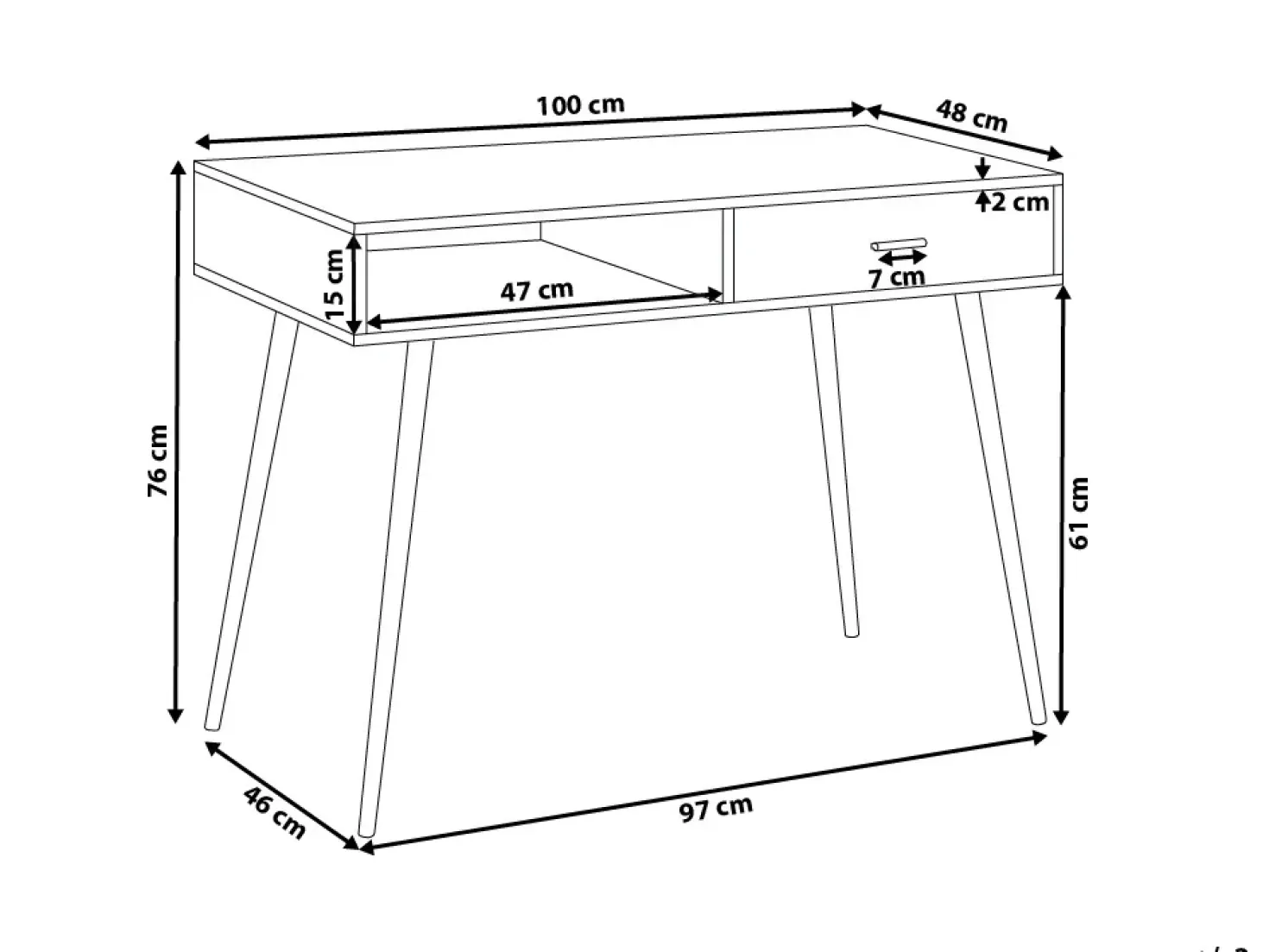 Scrivania DEORA Marrone chiaro 100 cm 48 cm con Cassetti