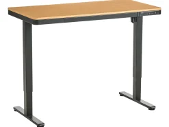 Scrivania elettrica regolabile in altezza PENLY Nero/Marrone chiaro 120 cm 60 cm con porta USB