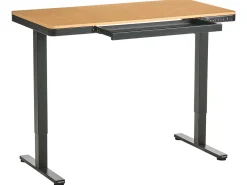 Scrivania elettrica regolabile in altezza PENLY Nero/Marrone chiaro 120 cm 60 cm con porta USB