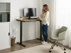 Scrivania elettrica regolabile in altezza PENLY Nero/Marrone chiaro 120 cm 60 cm con porta USB