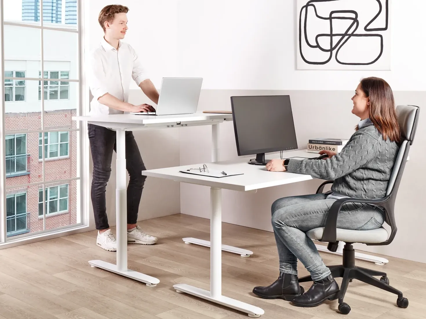 Scrivania elettrica regolabile in altezza DESTINAS Bianco 180 cm 80 cm