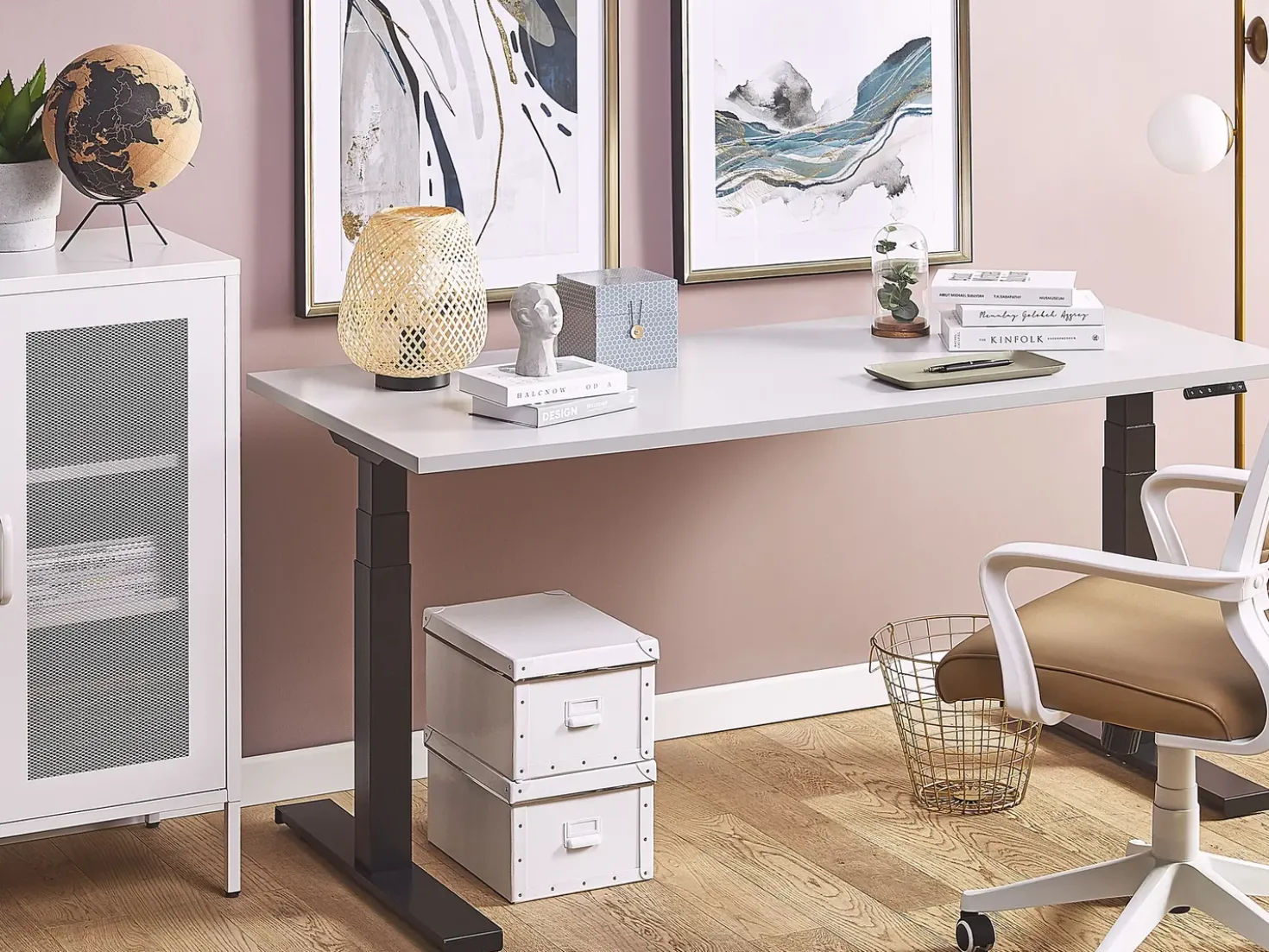 Scrivania elettrica regolabile in altezza DESTIN II Grigio/Nero 130 cm 72 cm