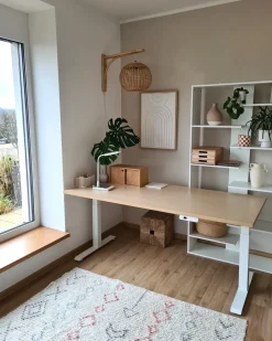 Scrivania elettrica regolabile in altezza DESTINES Marrone chiaro/Bianco 180 cm 72 cm