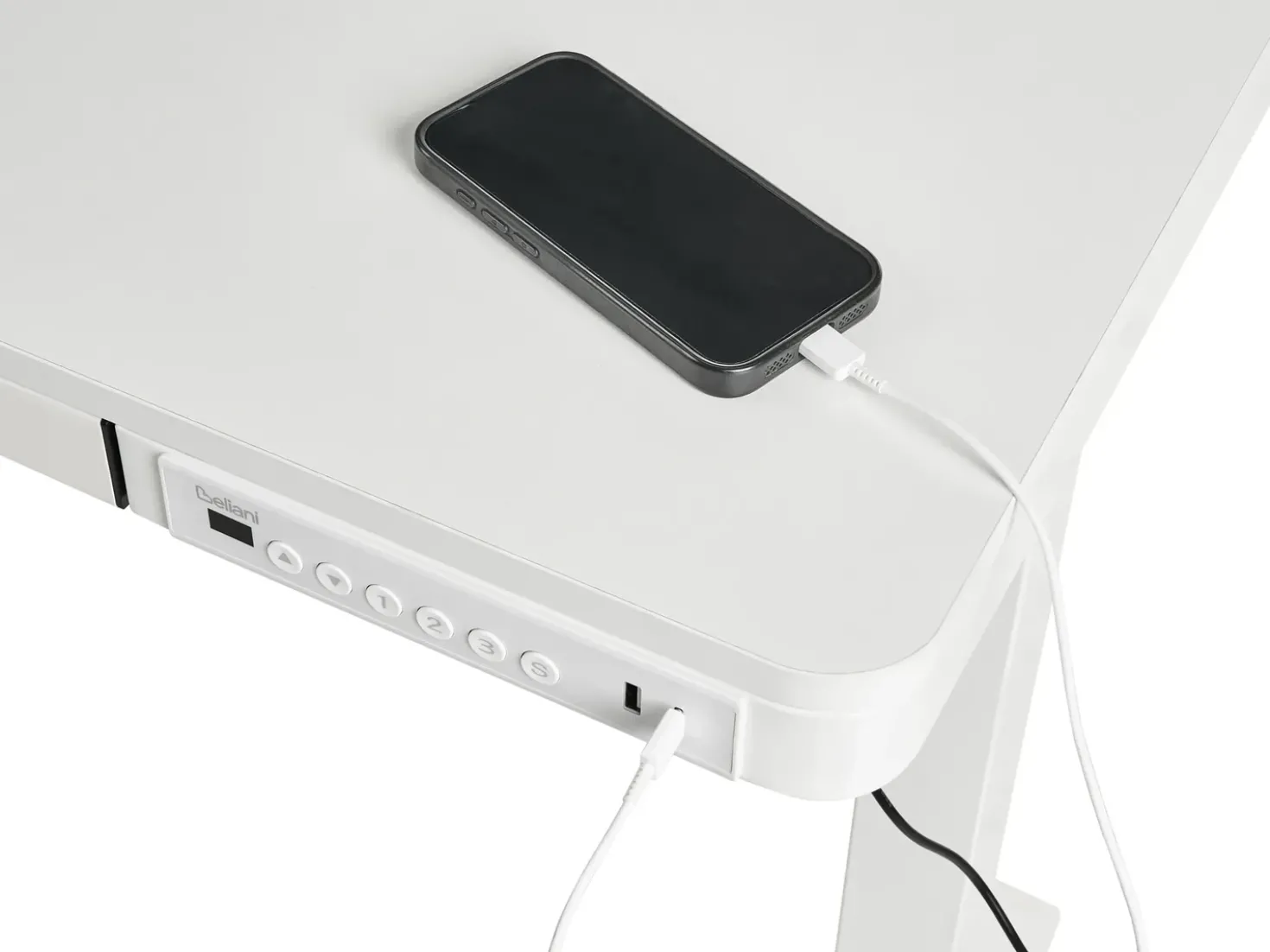 Scrivania elettrica regolabile in altezza PENLY Bianco 120 cm 60 cm con porta USB