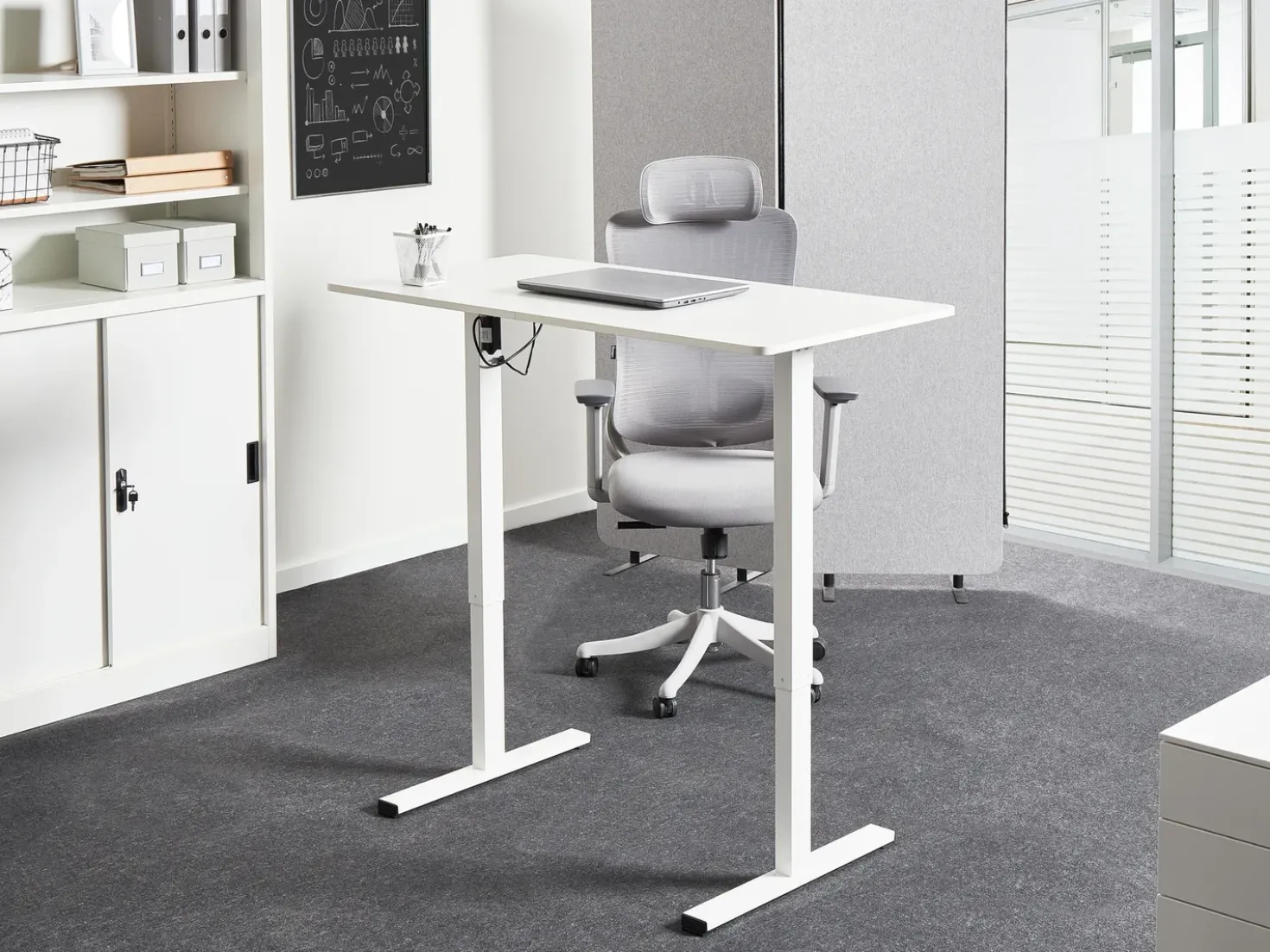 Scrivania elettrica regolabile in altezza TAVARES Bianco 120 cm 60 cm