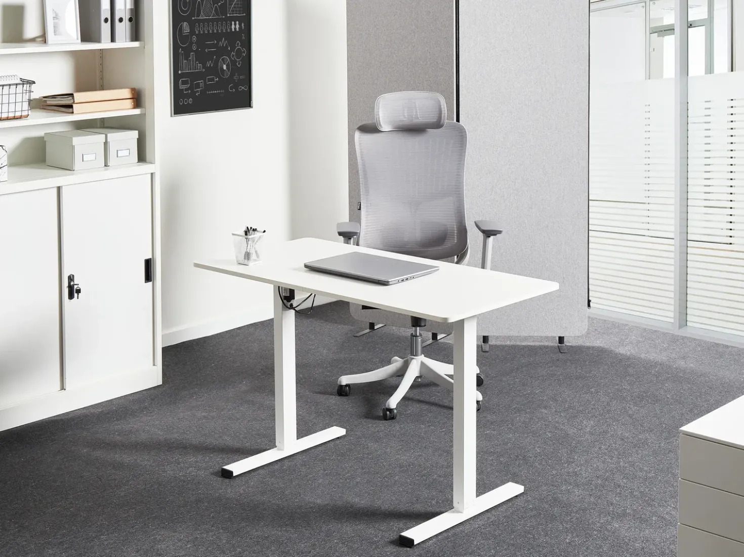 Scrivania elettrica regolabile in altezza TAVARES Bianco 120 cm 60 cm