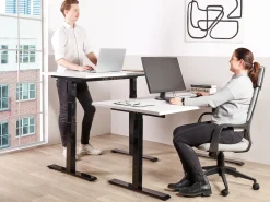 Scrivania elettrica regolabile in altezza DESTINES Bianco/Nero 180 cm 80 cm