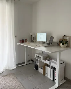 Scrivania elettrica regolabile in altezza DESTINES Bianco 180 cm 80 cm