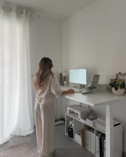 Scrivania elettrica regolabile in altezza DESTINES Bianco 180 cm 80 cm