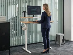 Scrivania elettrica regolabile in altezza WILBANKS Marrone chiaro/Bianco 120 cm 60 cm con porta USB
