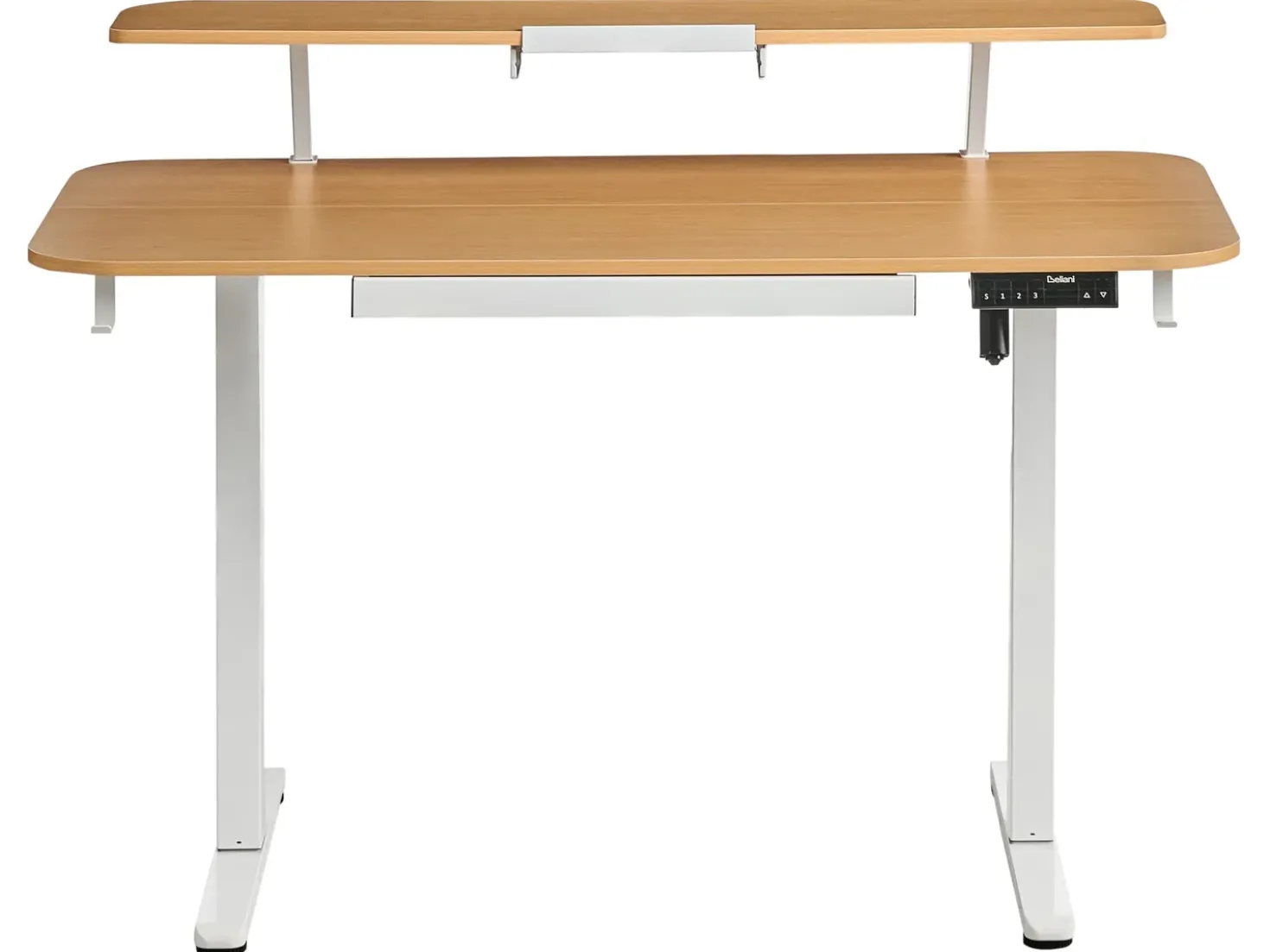 Scrivania elettrica regolabile in altezza WILBANKS Marrone chiaro/Bianco 120 cm 60 cm con porta USB