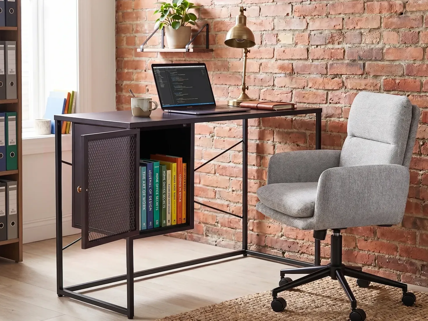 Scrivania HARJO Nero 100 cm 50 cm con contenitore
